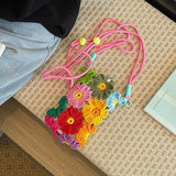 Flower Woven Phone Bag