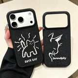 Glow-in-the-dark Embroidered Cat Phone Case For iPhone