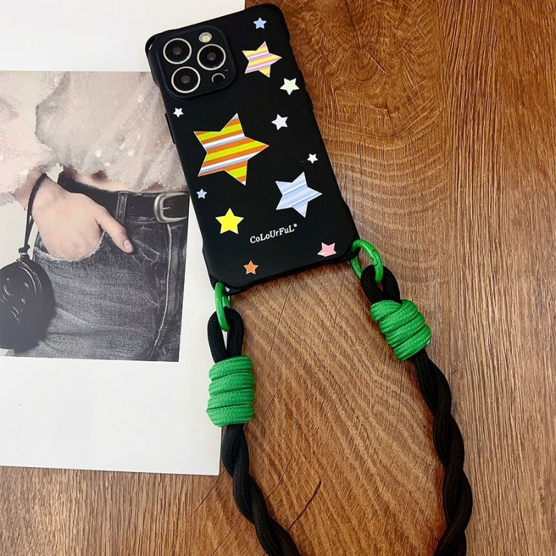 Cartoon Crossbody Lanyard Anti-Fall Phone Case For iPhone