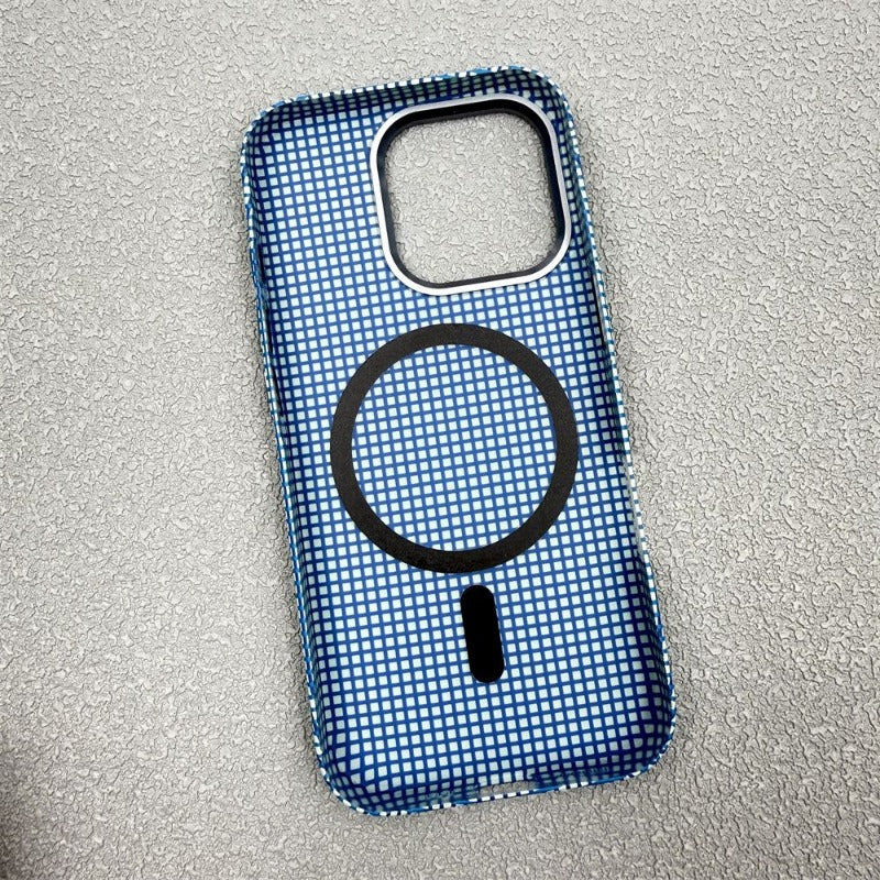 Fresh Lattice Magnetic Metal Frame Phone Case For iPhone