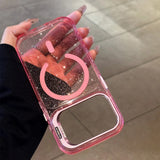 Glitter Transparent Magnetic Phone Case For iPhone