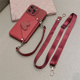 Crossbody Lanyard Necklace Strap Card Holder Coin Purse Case For iPhone