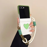 Matte Candy Color Collision Wrist Strap Case For Samsung Z Flip 8 7 6 5 4 3