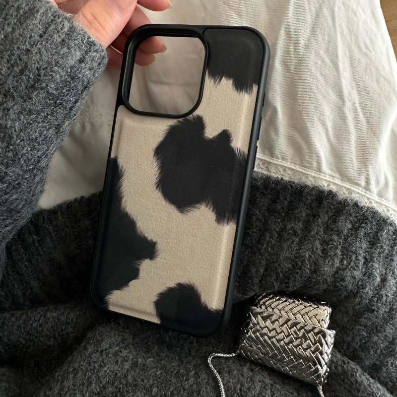 Leather Shell Black White Cool 3D Phone Case For iPhone