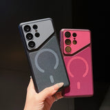 Color-blocked Fabric Magnetic Phone Case For Samsung