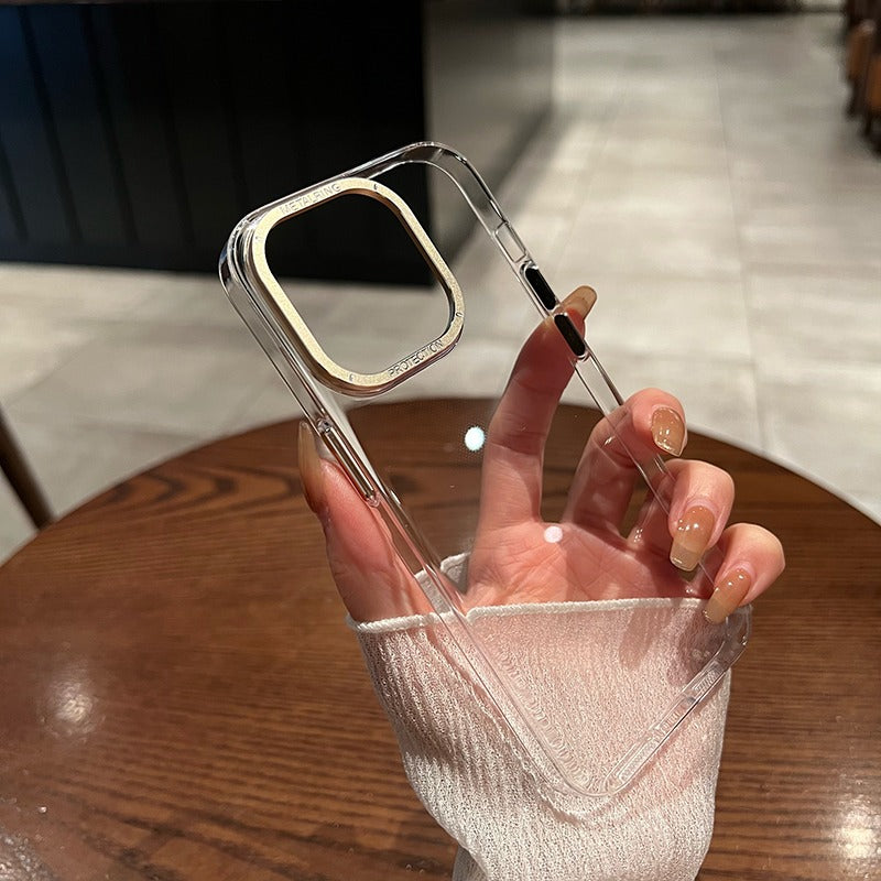 Transparent Metal Lens Phone Case For iPhone