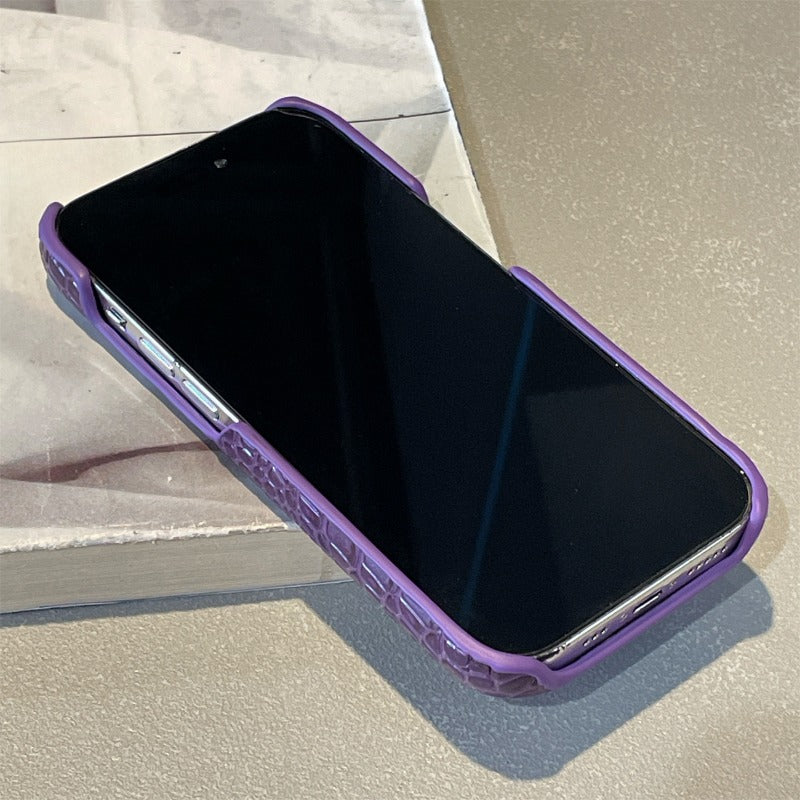 Dark Purple Crocodile Pattern Phone Case For iPhone