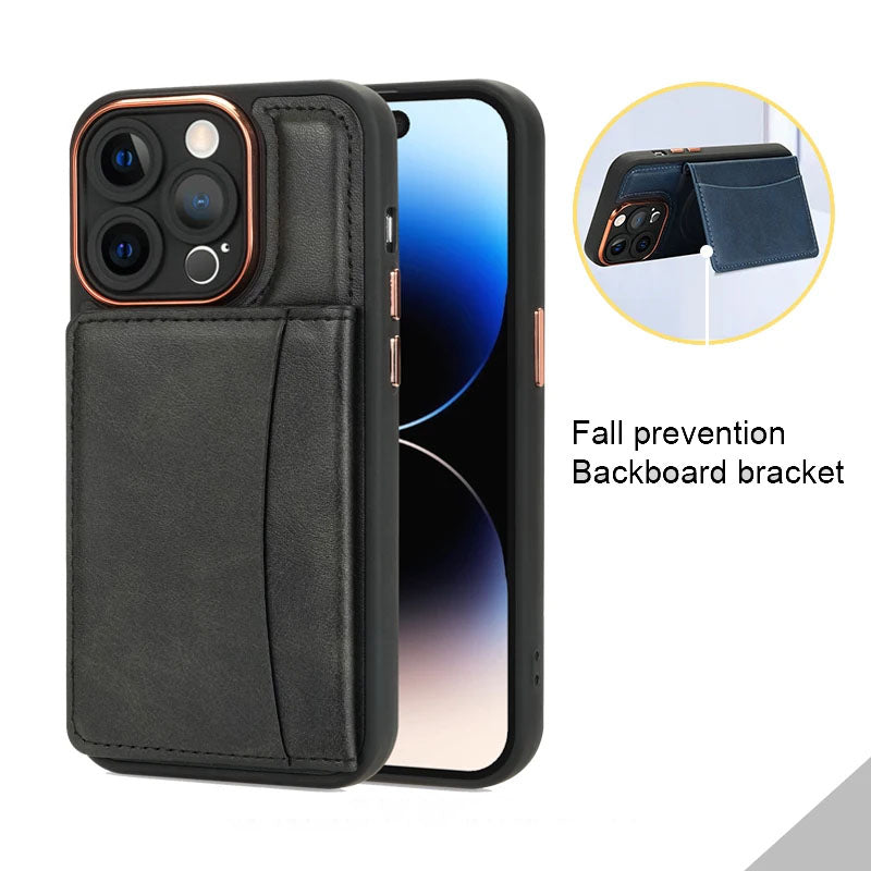 Leather Magnetic Slot Card Holder Phone Case For iPhone