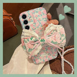 Rose Bow Stand Phone Case For Samsung