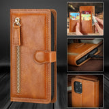 Retro Zipper Leather Card Slot Phone Case For iPhone