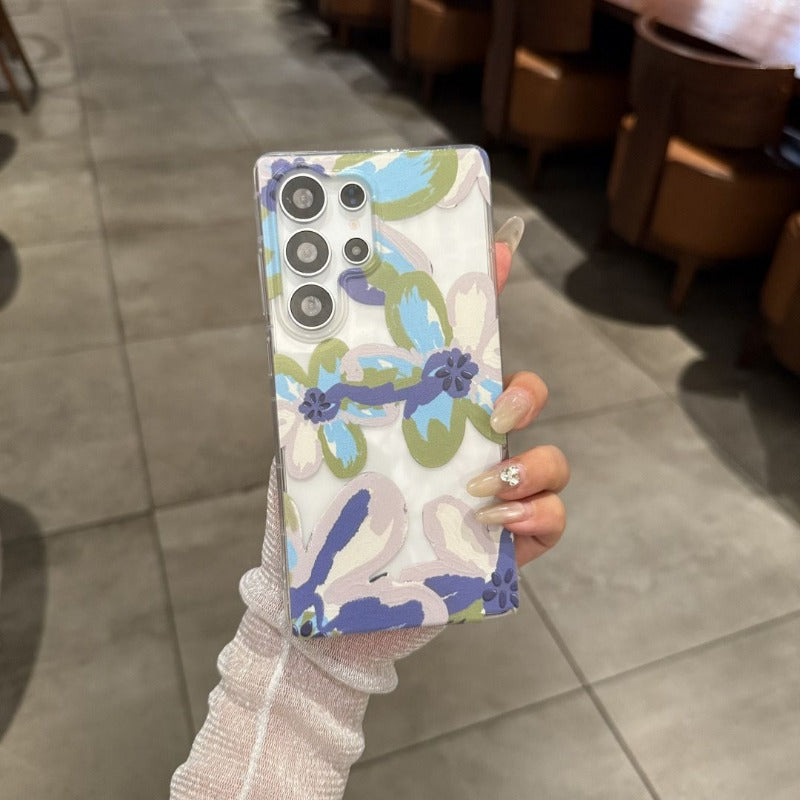 Graffiti Flower Transparent Phone Case For Samsung