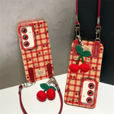 Simple Plaid Cherry Phone Case For Samsung