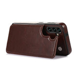 Wallet Double Button Flip Leather Case For Samsung