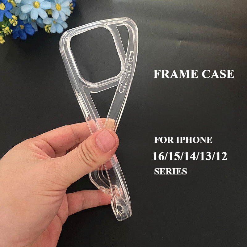 Transparent Frame Soft Hollow Silicone Phone Case For iPhone