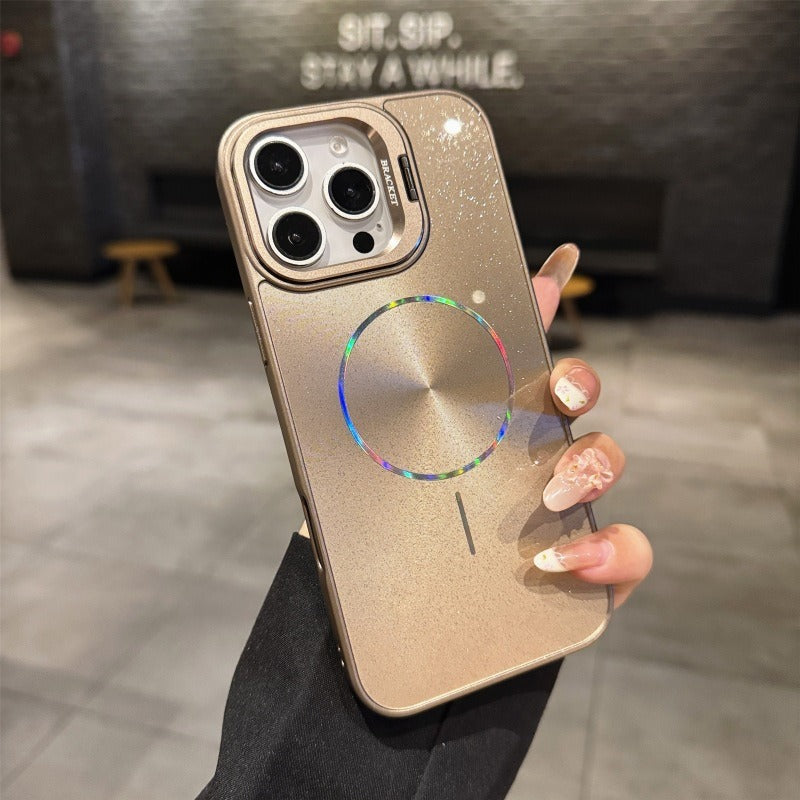 Glitter Starry Sky Magnetic Thin Ring Phone Case For iPhone