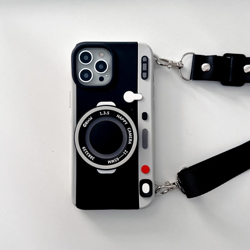 Retro Camera Long Lanyard Crossbody Phone Case For iPhone