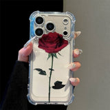 Rose-colored Transparent Shockproof Phone Case For iPhone