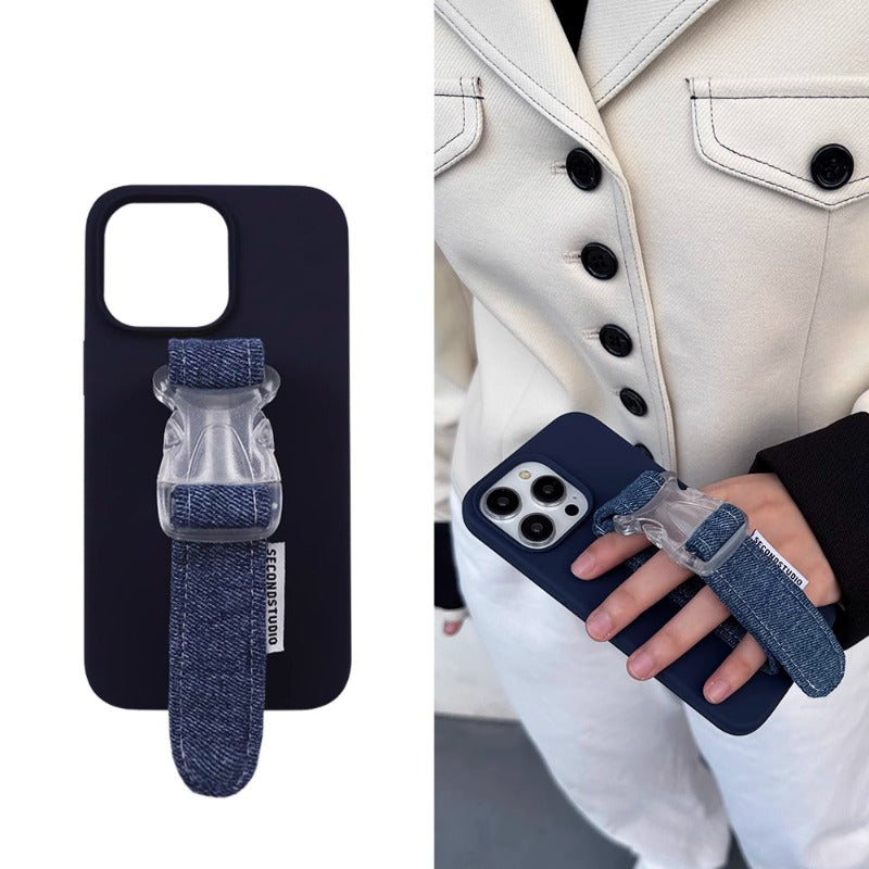 Denim Wristband Phone Case For iPhone