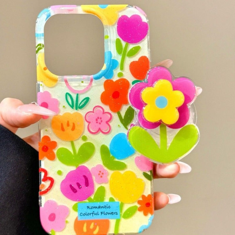 Glitter Flower Phone Case For iPhone