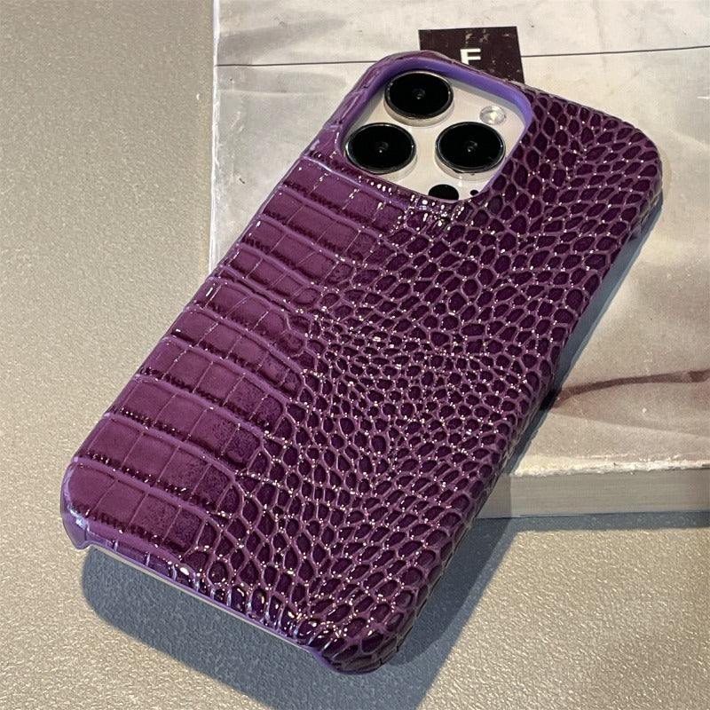 Dark Purple Crocodile Pattern Phone Case For iPhone