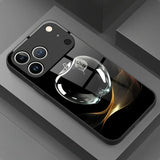 Crystal Clear For Apple Pattern Tempered Glass Phone Case For iPhone