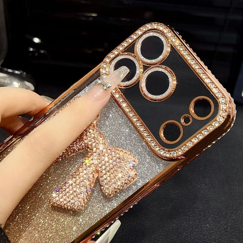 3D Bow Electroplated Phone Case For iPhone