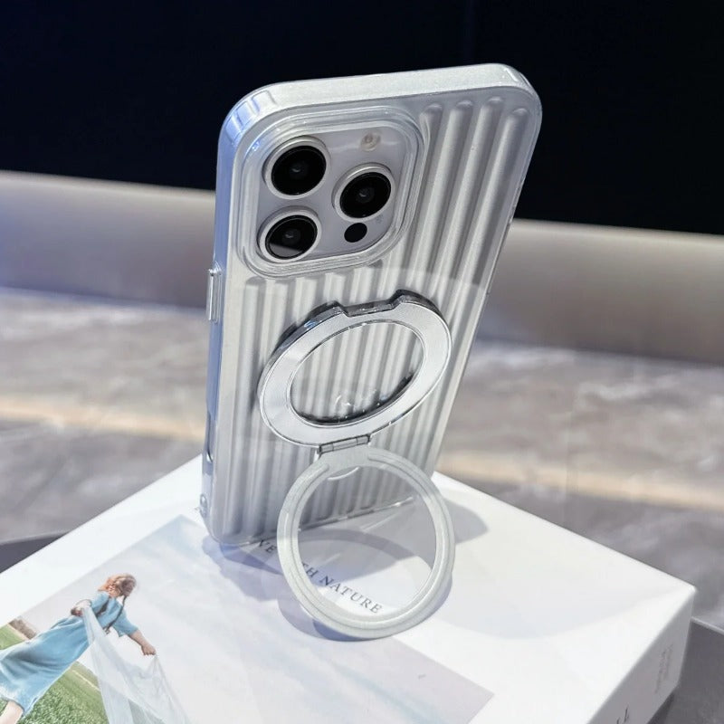 Glossy Corrugated Stripe Magnetic Case For iPhone