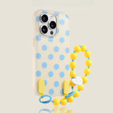 Yellow Background Blue Polka Dot Phone Case For iPhone