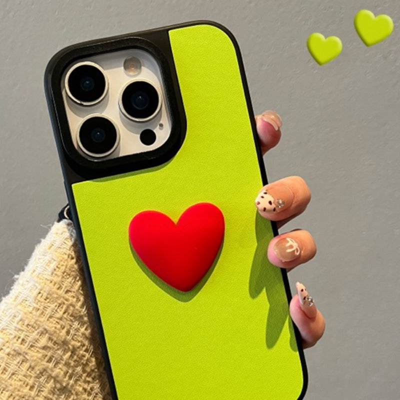 Contrast Color Heart Phone Case For iPhone