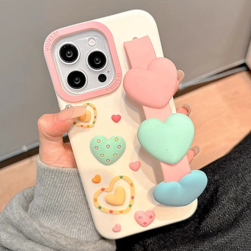 3D Heart Wristband Phone Case For iPhone