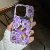 Flower Magnetic Transparent Phone Case For iPhone