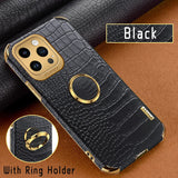 Leather Plating Silicone Case For iPhone