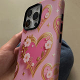 Magnetic Heart Flower Phone Case For iPhone