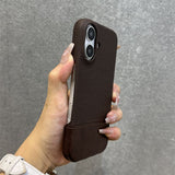 Ultra-thin Half-covered Leather Anti-slip Texture Anti-fall Mobile Phone Case For iPhone