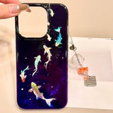 Gradient Smudge Hollow Koi Phone Case For iPhone