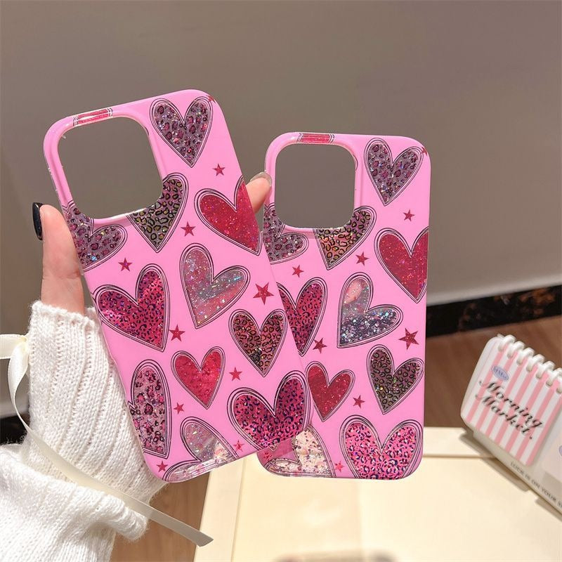 Semi-transparent Leopard Print Heart Phone Case For iPhone