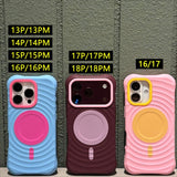 Color-blocking Wavy Magnetic Shockproof Phone Case For iPhone