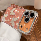 Rhinestone Pearl Butterfly Phone Case For iPhone
