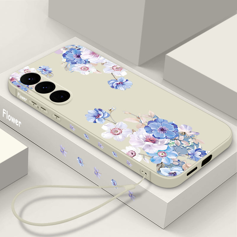 Flower Pattern Hand Lanyard Phone Case For Samsung