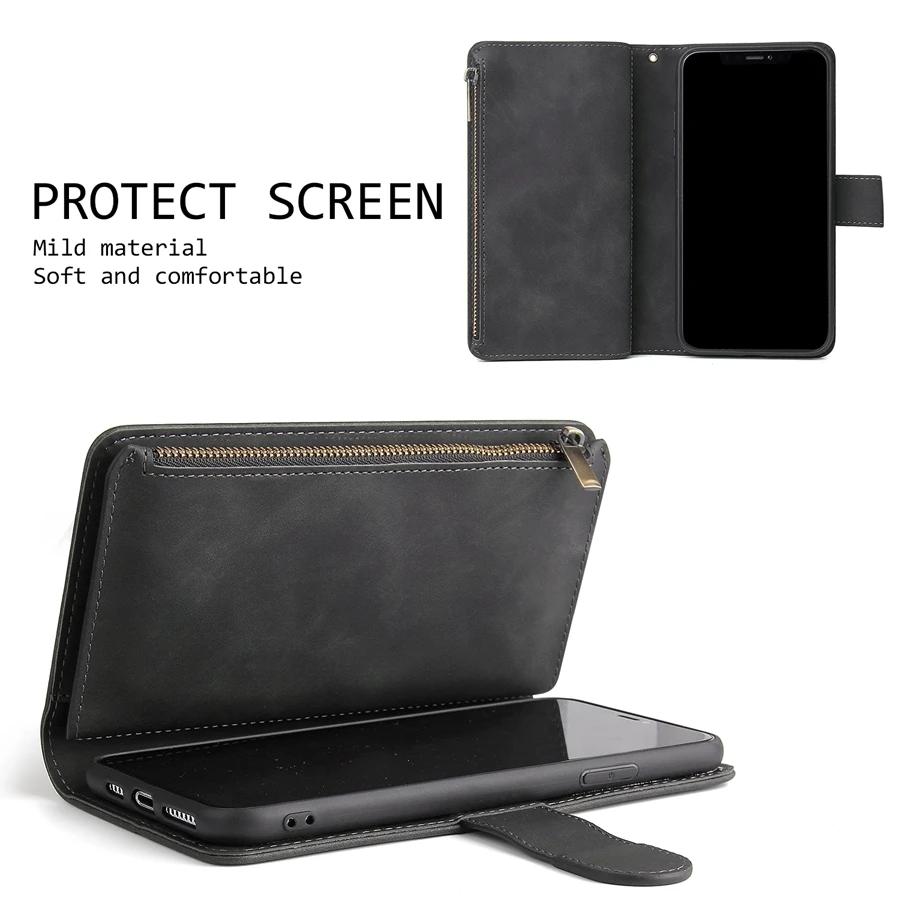 Wallet Luxury Zipper Leather Case For iPhone