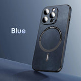 Luxury Magnetic Shockproof Glass Lens Protect Leather Phone Case For IPhone