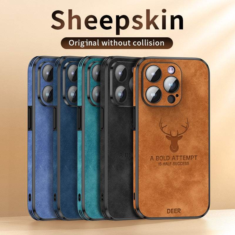 Luxury Lambskin Deer Leather Case For iPhone