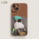 Creative Puppy Frosted Anti-fall Soft Plastic Case for iPhone