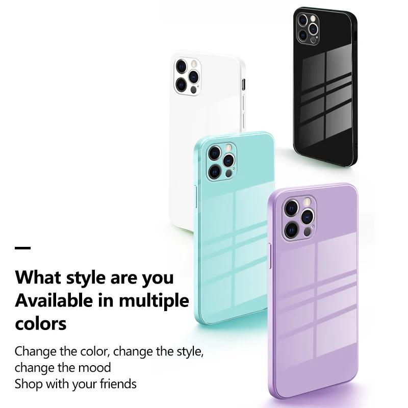 Luxury Square Liquid Tempered Glass Phone Case For IPhone