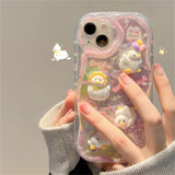 Cute 3D Cartoon Duck Egg Cake Gradient Wave Border Silicone Soft Shell Mobile Phone