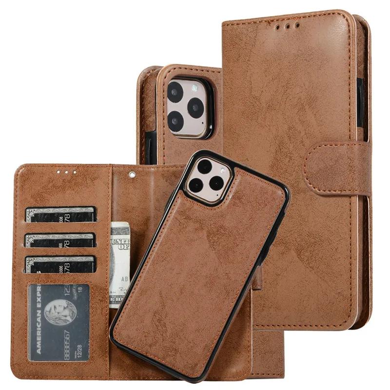 Luxury Leather Removable Flip Wallet Card Case For IPhone