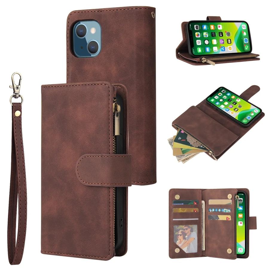 Wallet Luxury Zipper Leather Case For iPhone