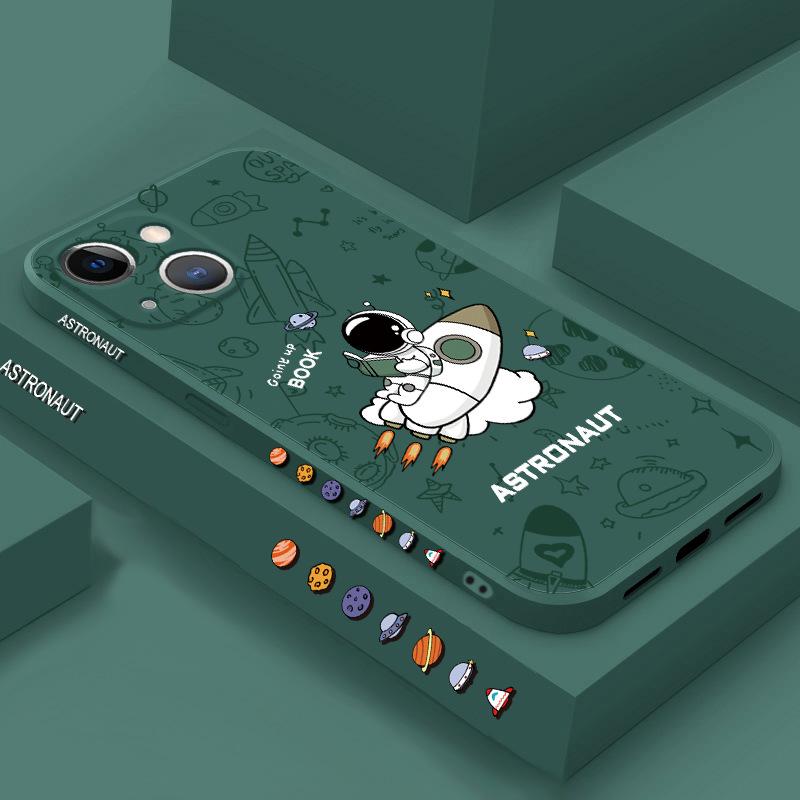 New Astronaut Liquid Silicone Protective Case For iPhone