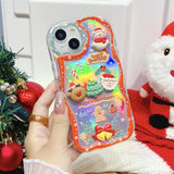 Cute 3D Santa Claus Elk Snowman Christmas Tree Phone Case For IPhone