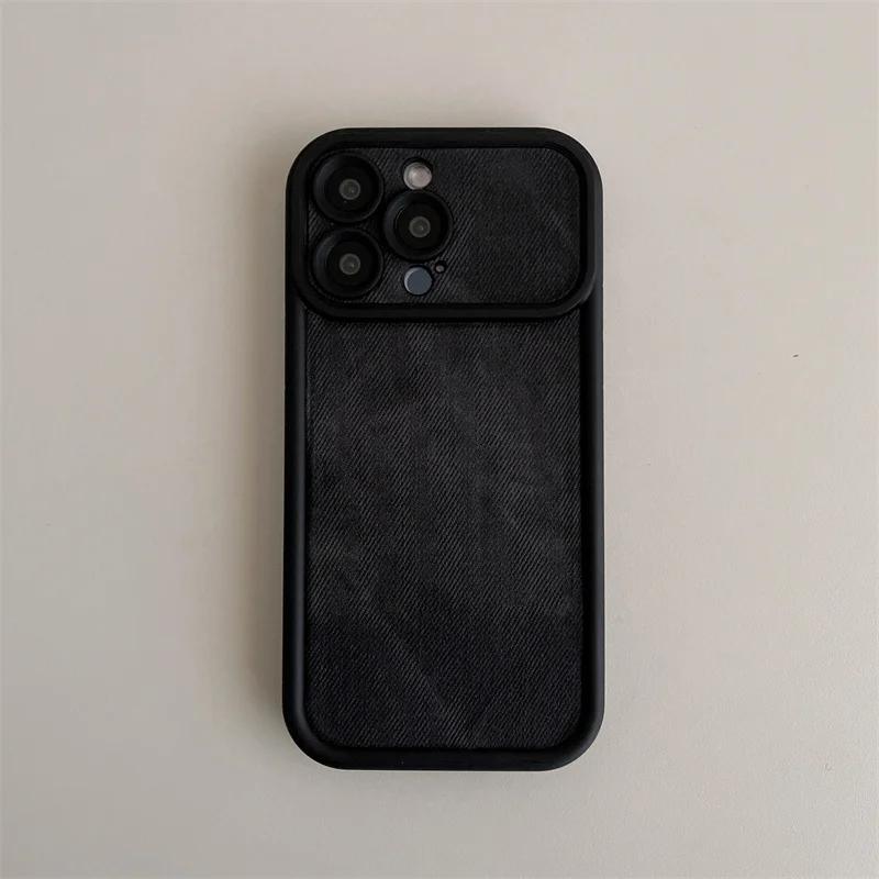 Custodia per cellulare in morbida pelle denim lavato opaco di lusso per iPhone 